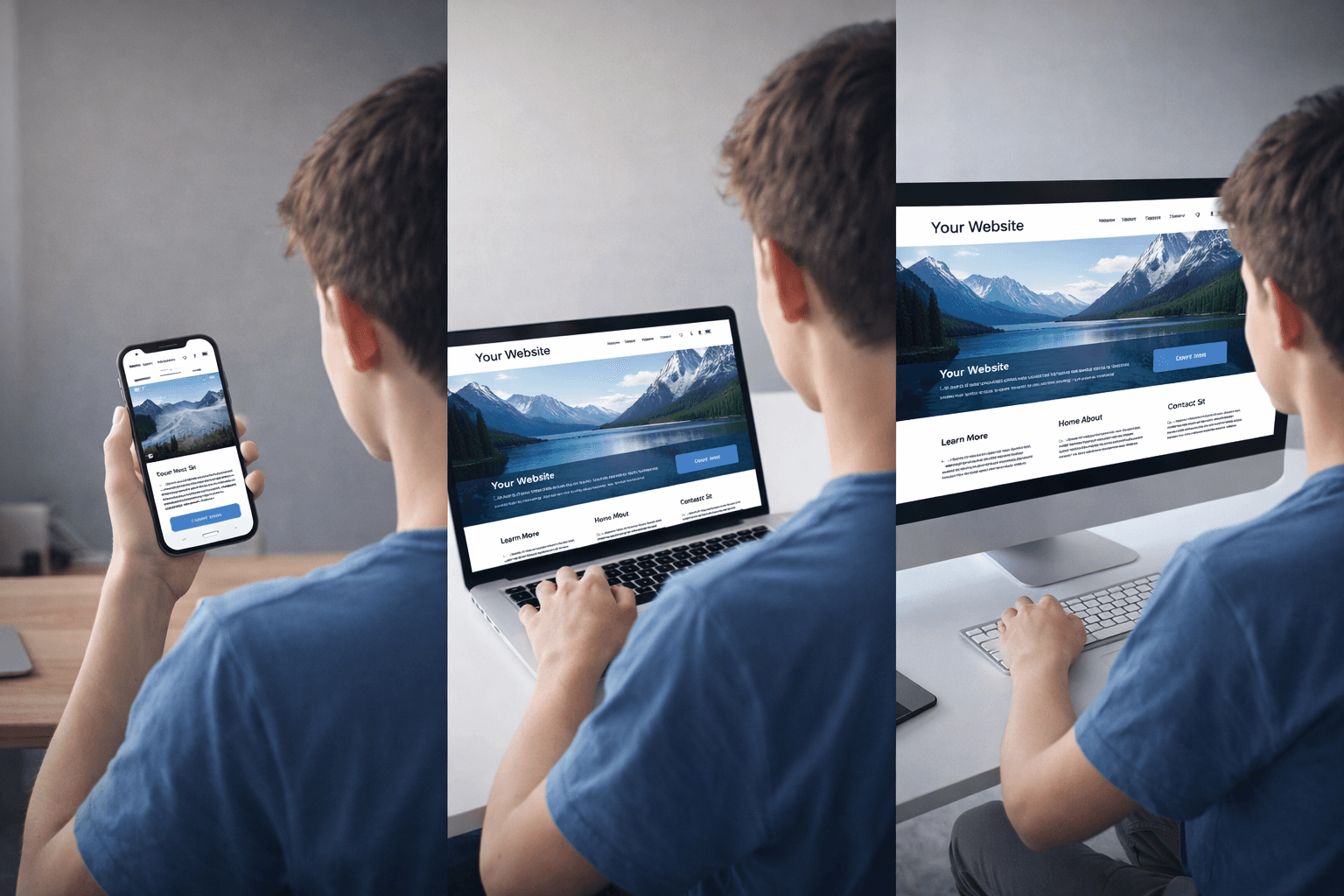 Sites responsivos em diferentes dispositivos